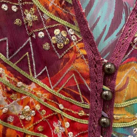 Lane Bryant Semi Sheer Floral Sequins Long Sleeve Top.Size 26/28 - Picture 9 of 14